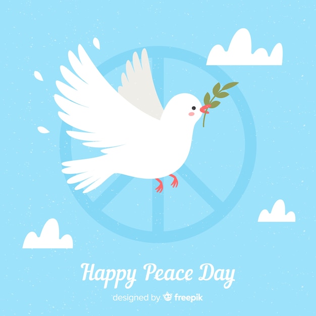 Free vector peace day composition with flat white dove