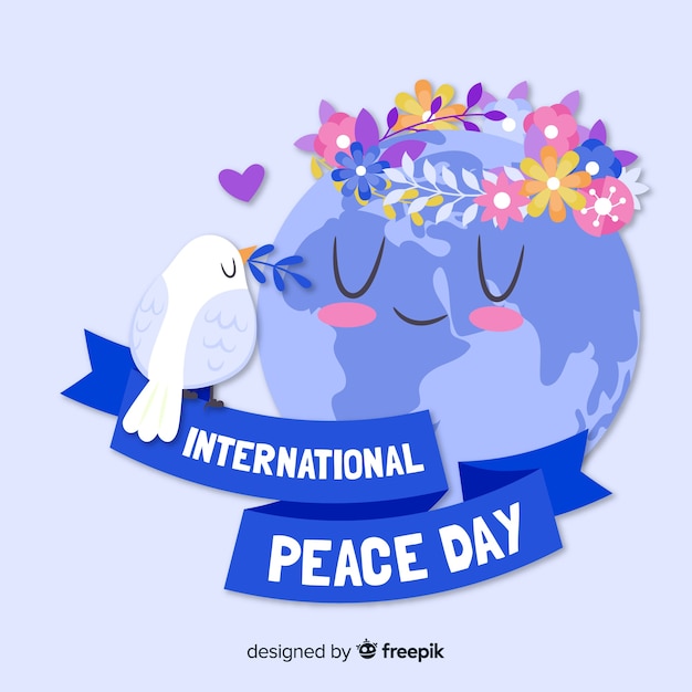 Free vector peace day composition with flat white dove