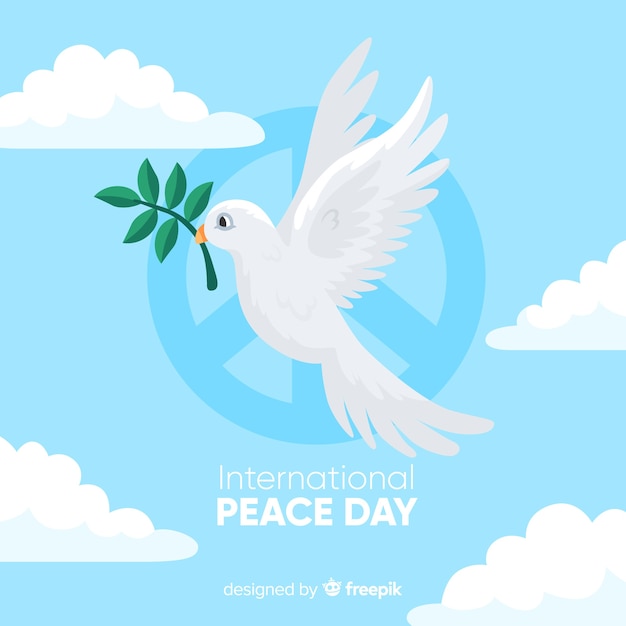 Vettore gratuito concetto di giorno di pace con una colomba