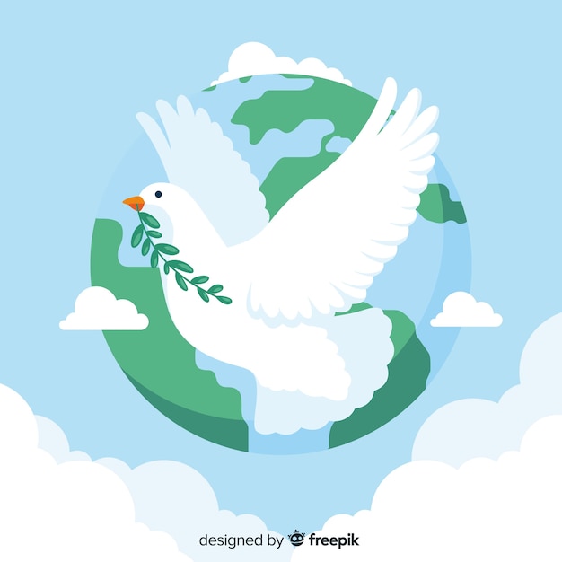 Free vector peace day concept with a dove