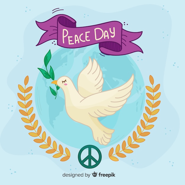 Free vector peace day concept with a dove