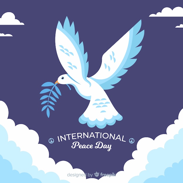 Peace day concept with flat design dove