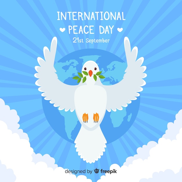 Free vector peace day concept with flat design dove