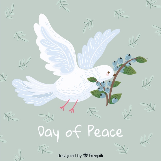 Концепция день мира с рисованной голубя