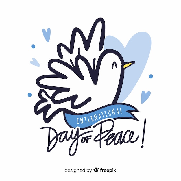 Peace day concept with hand drawn dove