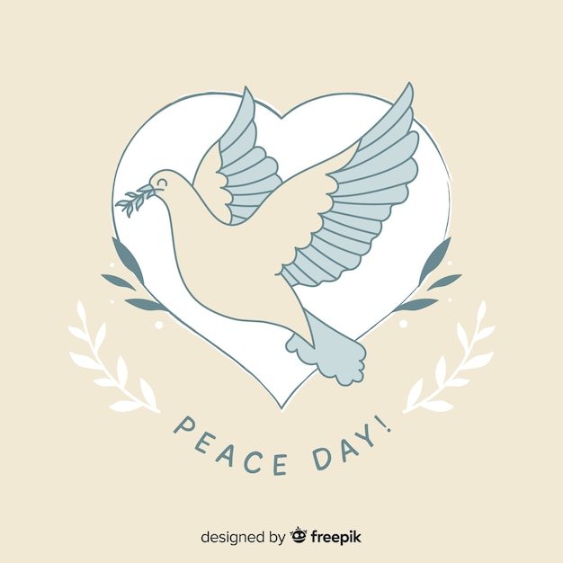 Free vector peace day concept with hand drawn dove