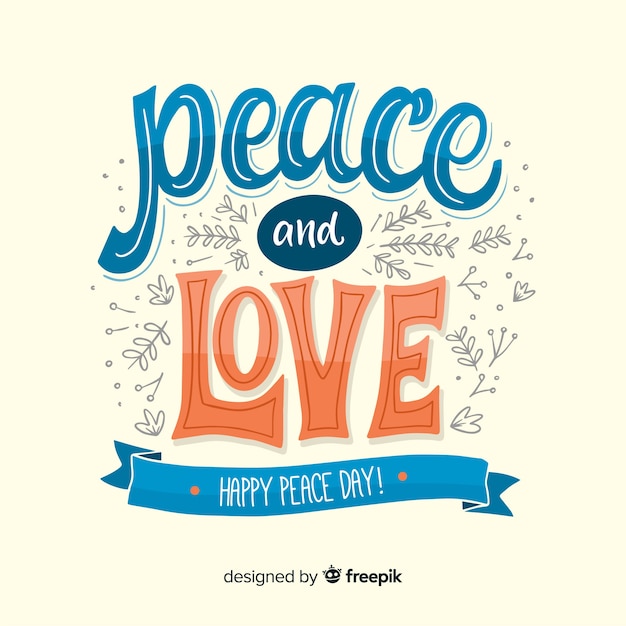 Peace day concept with lettering