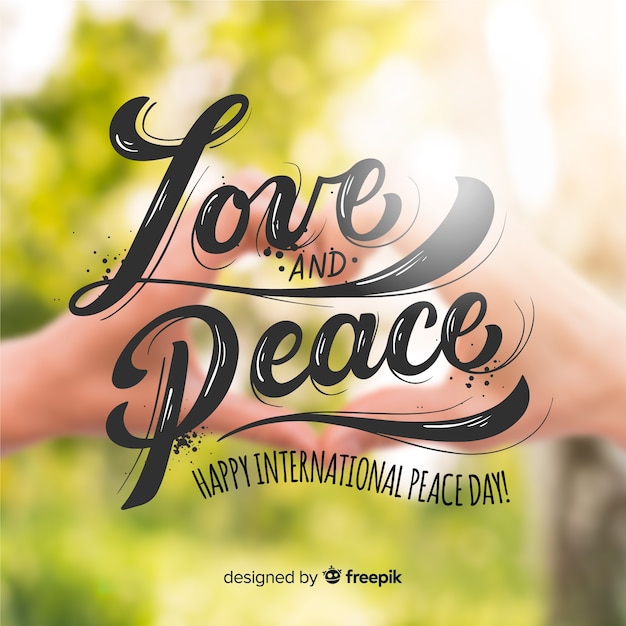 Peace day concept with lettering