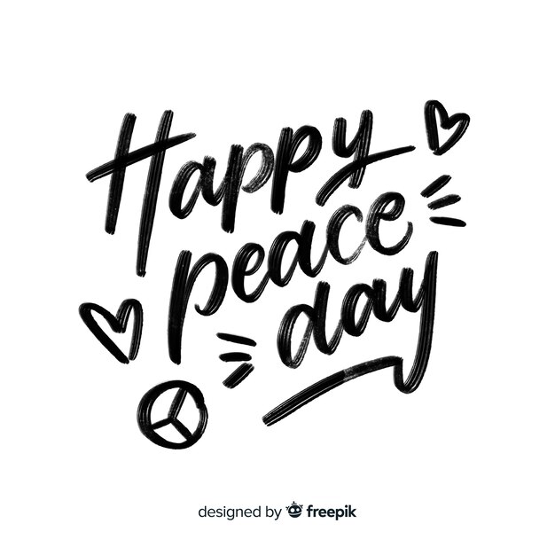 Free vector peace day concept with lettering