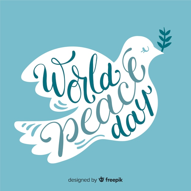 Free vector peace day concept with lettering