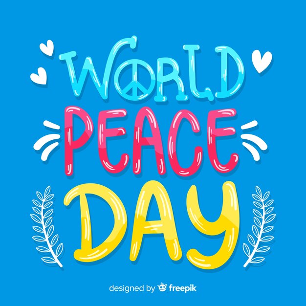 Peace day concept with lettering