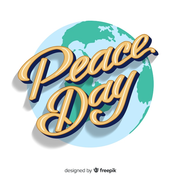 Free vector peace day concept with lettering