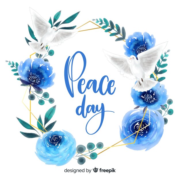 Peace day concept with lettering