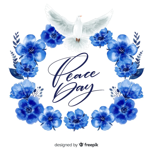 Free vector peace day concept with lettering