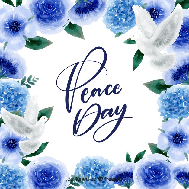 Peace day concept with lettering