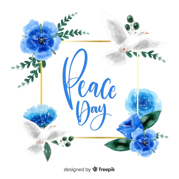 Peace day concept with lettering