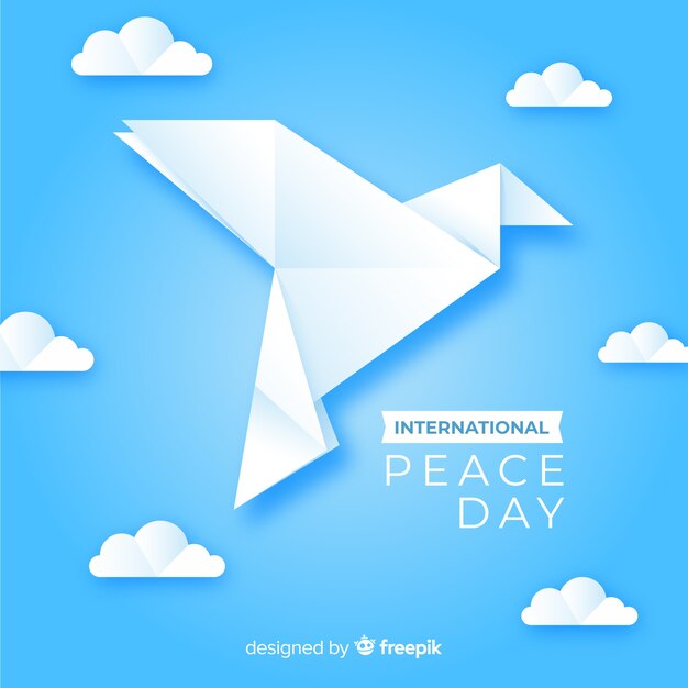 Peace day concept with origami dove