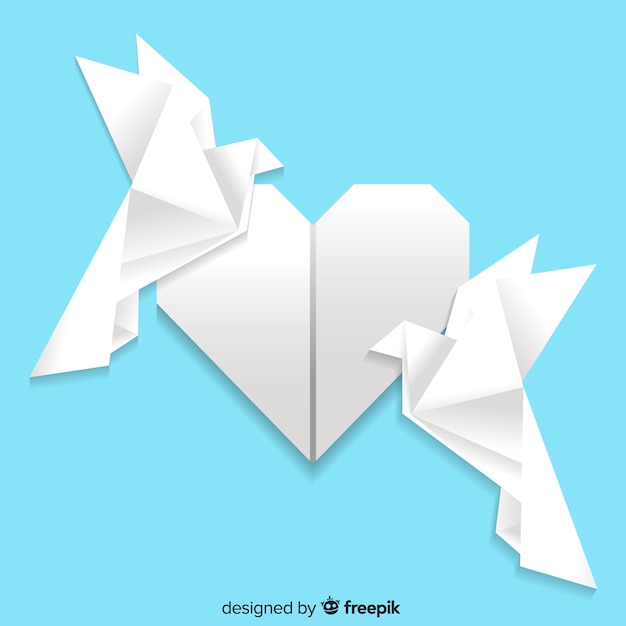 無料ベクター 折り紙の鳩と平和の日の概念