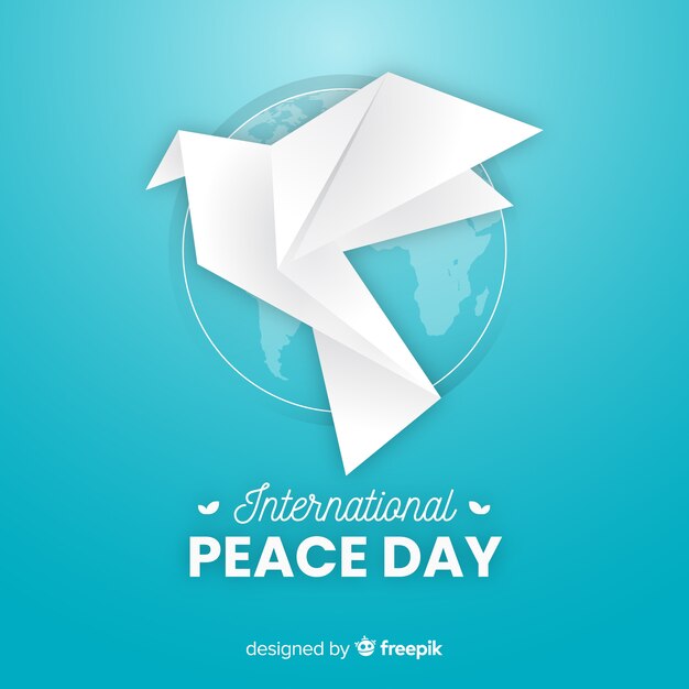 Peace day concept with origami dove