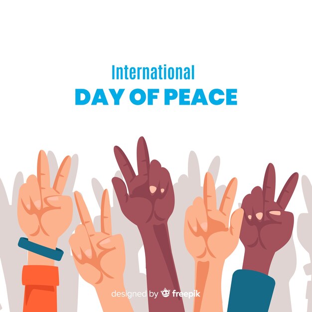 Free vector peace day concept with raised hands