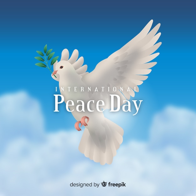 Peace day concept with realistic dove