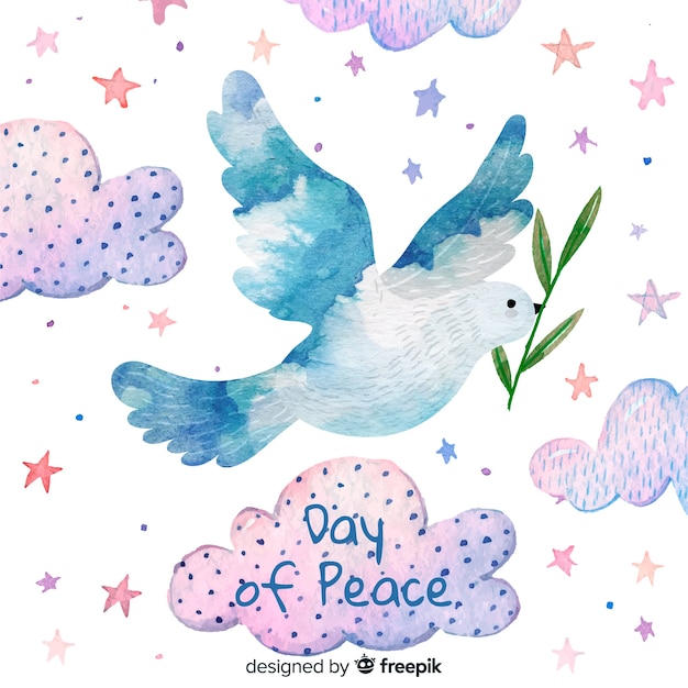 Peace day concept with watercolor dove