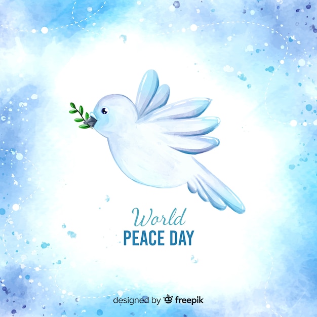 Free vector peace day concept with watercolor dove