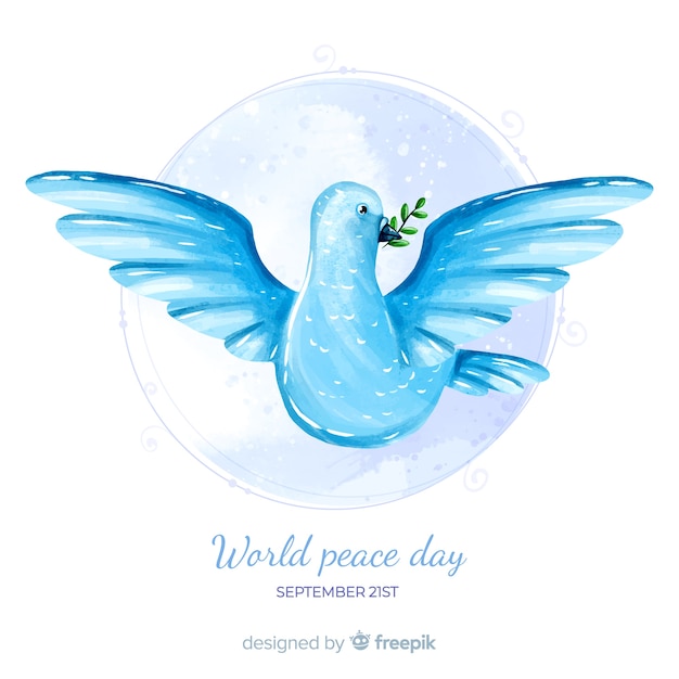 Peace day concept with watercolor dove