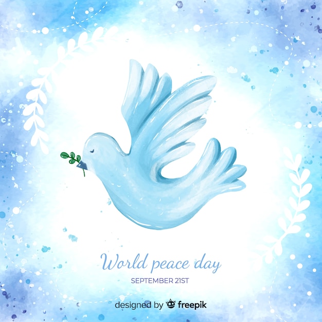 Free vector peace day concept with watercolor dove