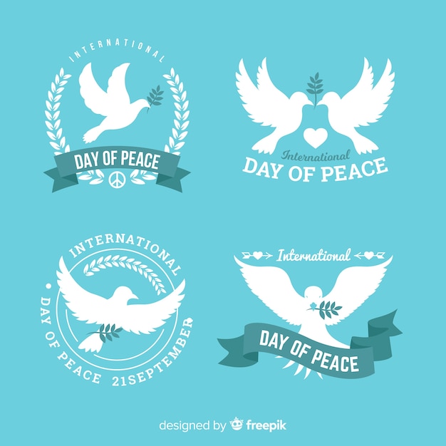 Бесплатное векторное изображение Коллекция лейбла peace day