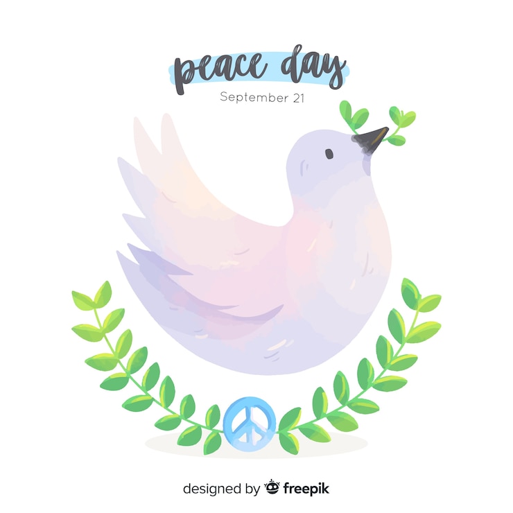 Free Vector peace day with dove watercolour