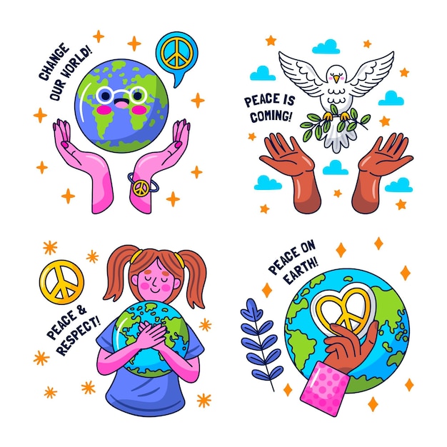 Peace glizty illustration stickers