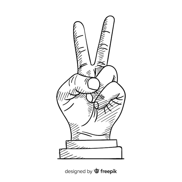 Бесплатное векторное изображение Рука знак мира