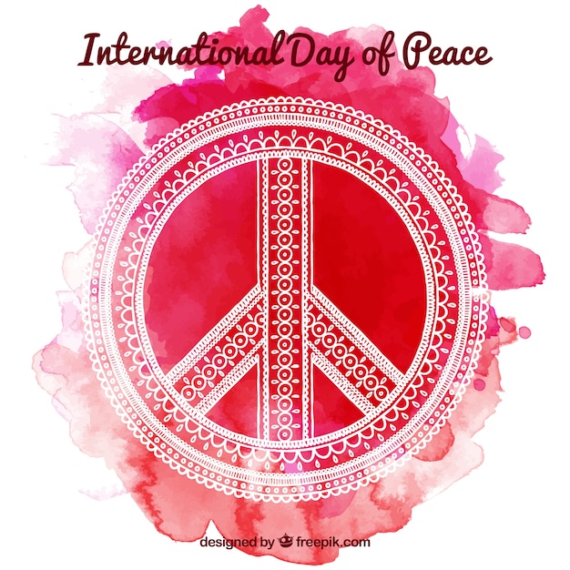 Peace symbol with background in red tones