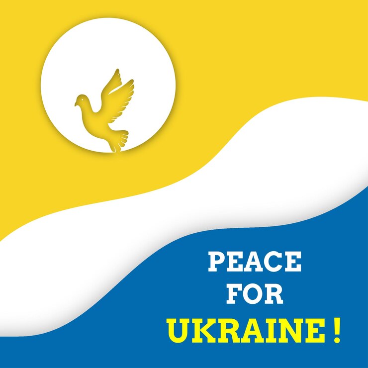Бесплатный Вектор мир для украины синий желтый белый фон социальные медиа дизайн баннер бесплатные векторные