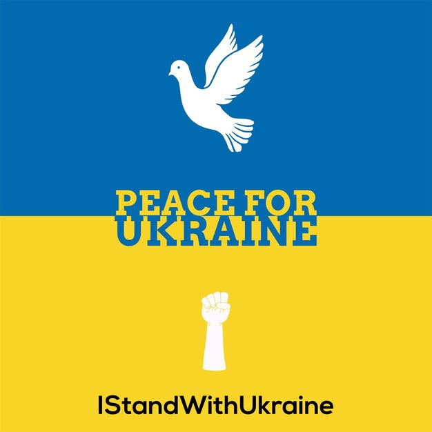 Peace For Ukraine Blue Yellow White Background Social Media Design Banner Free Vector