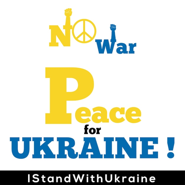 Peace For Ukraine Blue Yellow White Background Social Media Design Banner Free Vector