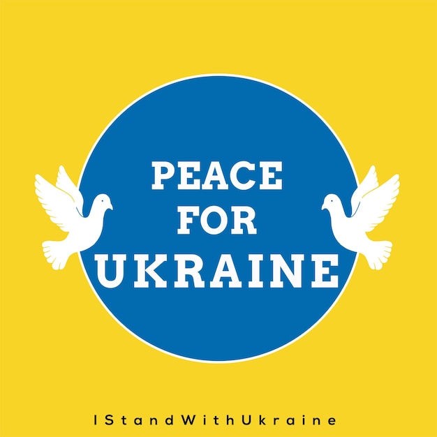 Free vector peace for ukraine blue yellow white background social media design banner free vector