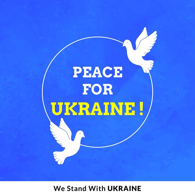 Мир для Украины Синий Желтый Белый Фон Социальные Медиа Дизайн Баннер Бесплатные Векторные
