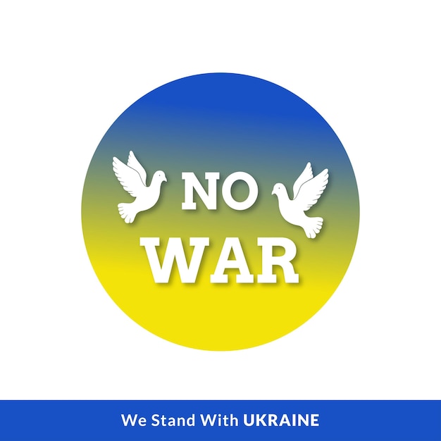 Peace For Ukraine Blue Yellow White Background Social Media Design Banner Free Vector