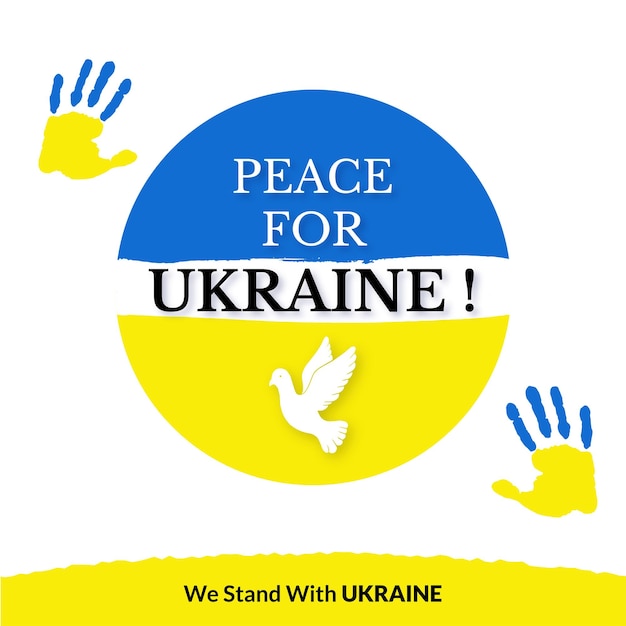 Free vector peace for ukraine blue yellow white background social media design banner free vector