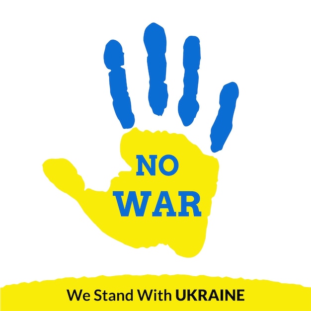 Peace for ukraine blue yellow white background social media design banner free vector