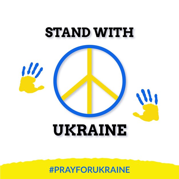 Peace For Ukraine Blue Yellow White Background Social Media Design Banner Free Vector