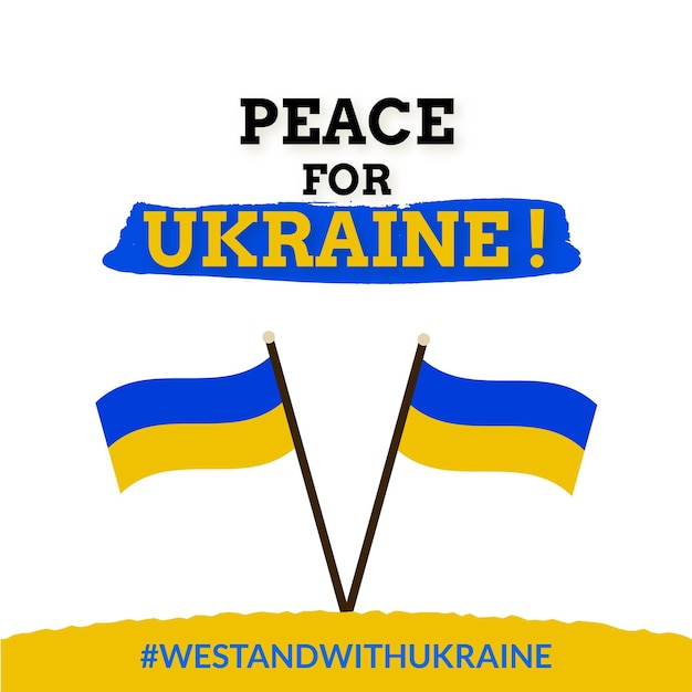 Peace for ukraine blue yellow white background social media design banner free vector