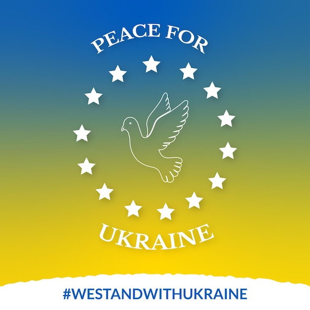 Мир для Украины Синий Желтый Белый Фон Социальные Медиа Дизайн Баннер Бесплатные Векторные