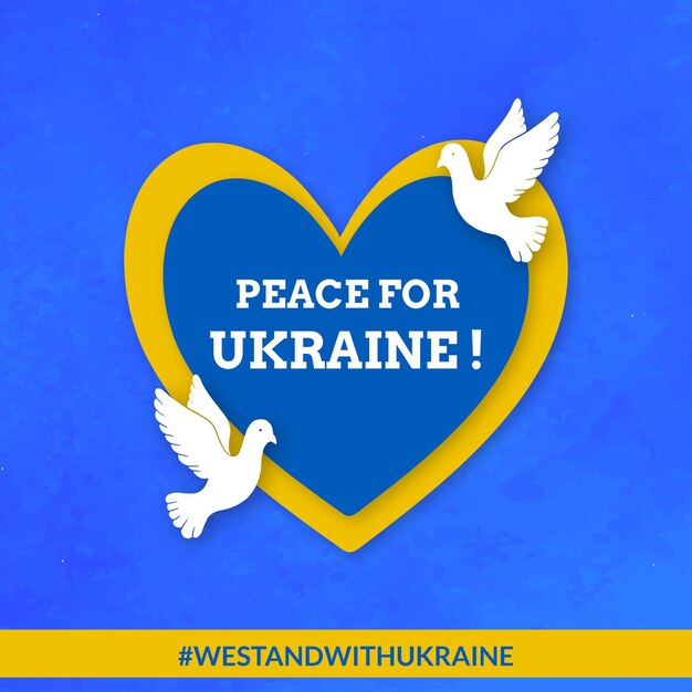 Peace For Ukraine Blue Yellow White Background Social Media Design Banner Free Vector