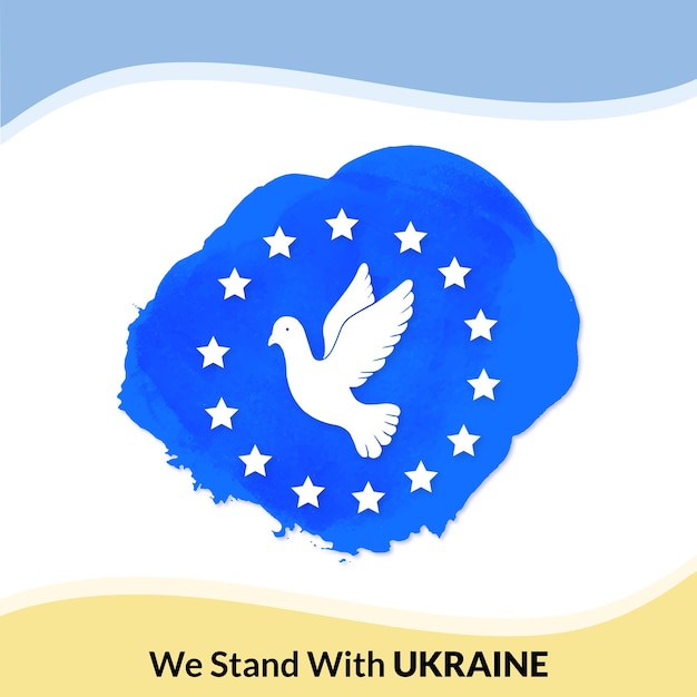 Free vector peace for ukraine blue yellow white background social media design banner free vector