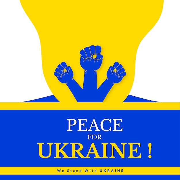 Vettore gratuito pace per l'ucraina blu giallo sfondo bianco social media design banner vettore gratuito