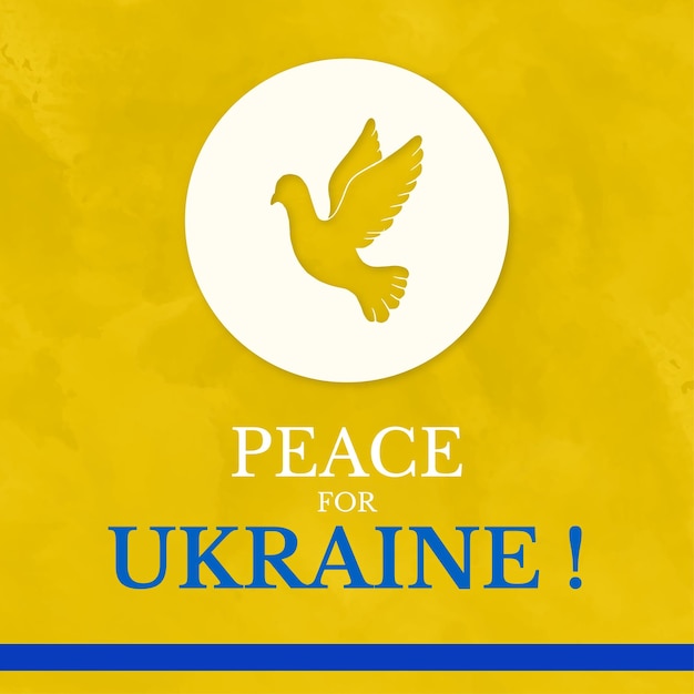 Peace for ukraine blue yellow white background social media design banner free vector