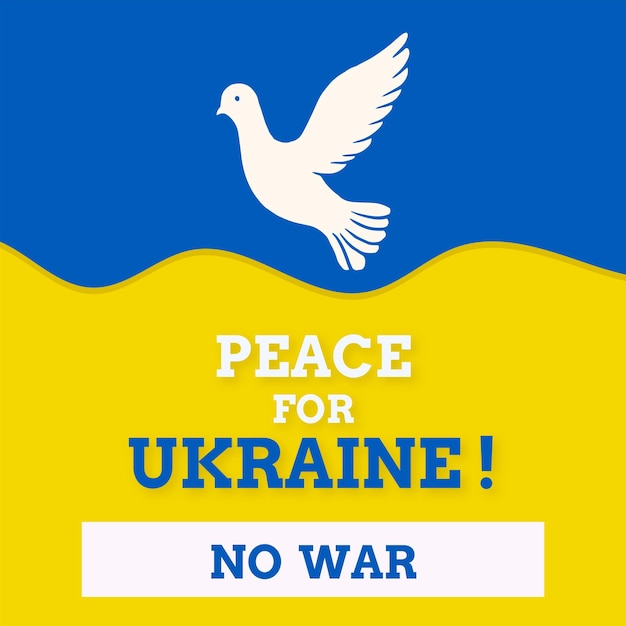 Peace For Ukraine Blue Yellow White Background Social Media Design Banner Free Vector